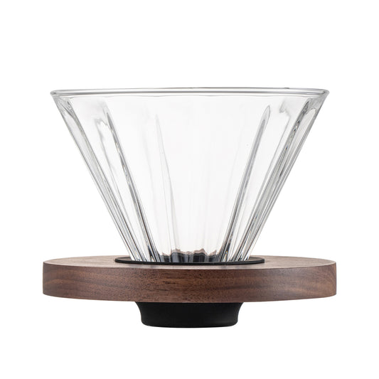 Vandroop Glass Coffee Dripper With Walnut Pedestal