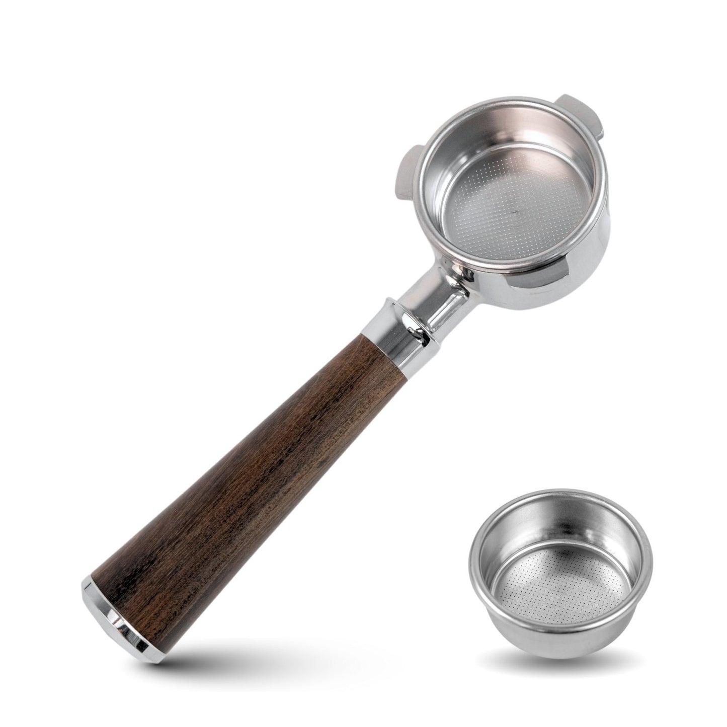 54mm Bottomless Portafilter with 3 Ear, Barista Espresso Portafilter with Stainless Steel Basket and Rosewood Handle, Compatible with Breville 54mm Espresso Machines