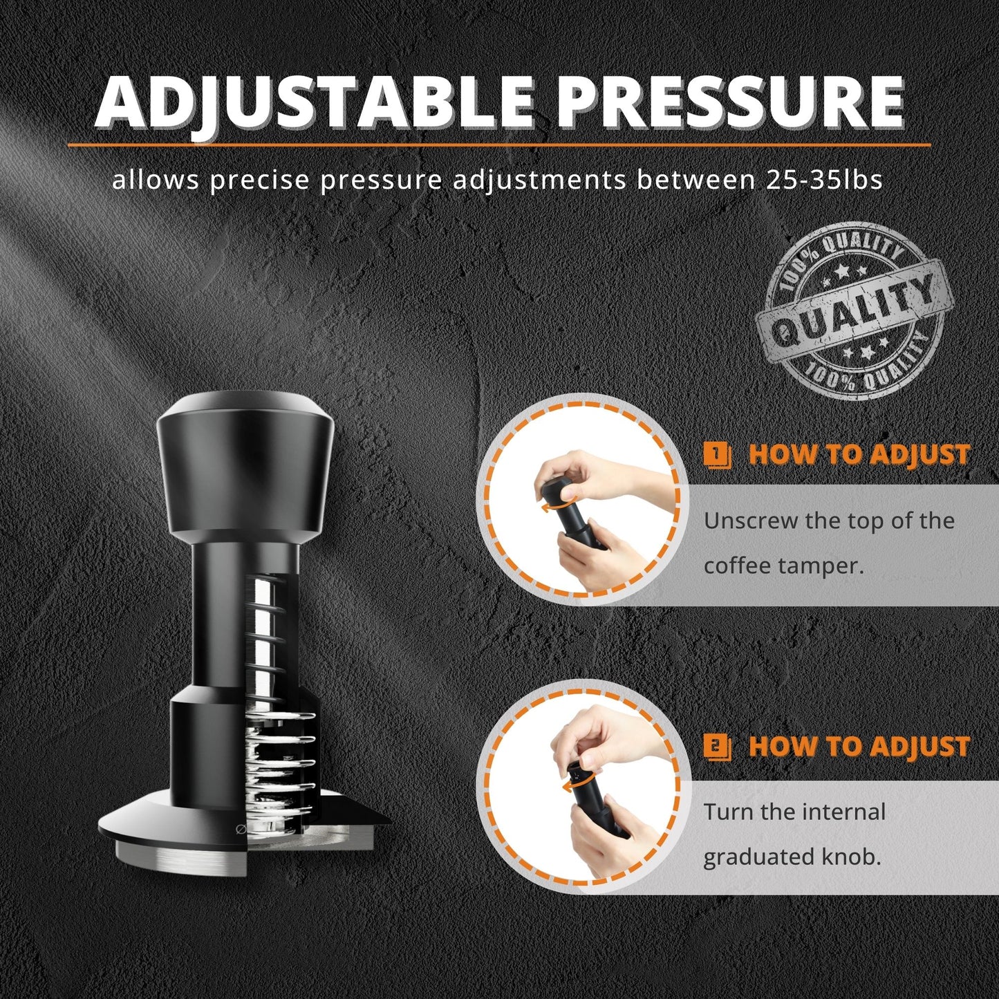 Vandroop Espresso Tamper, 25-35lbs Adjustable Barista Espresso Hand Tamper
