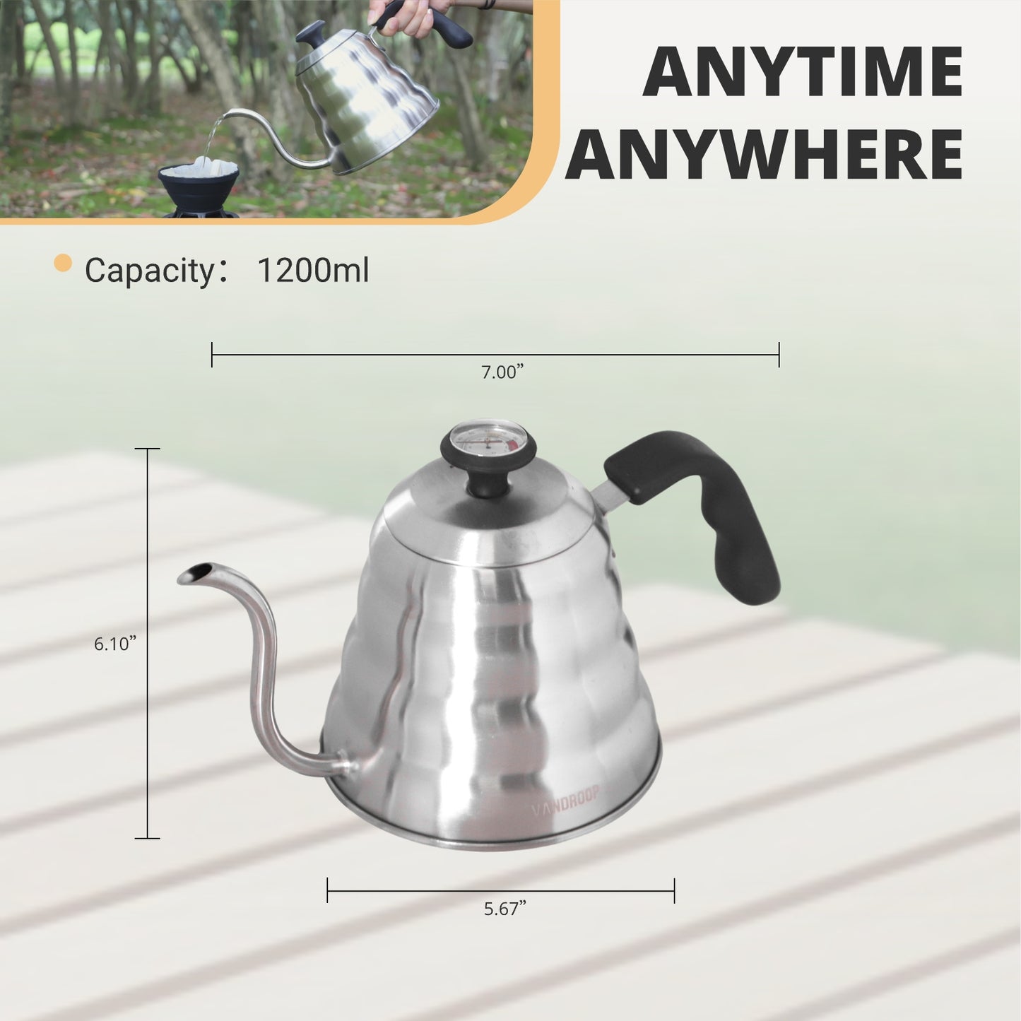 Vandroop Pour Over Coffee Kettle with Thermometer
