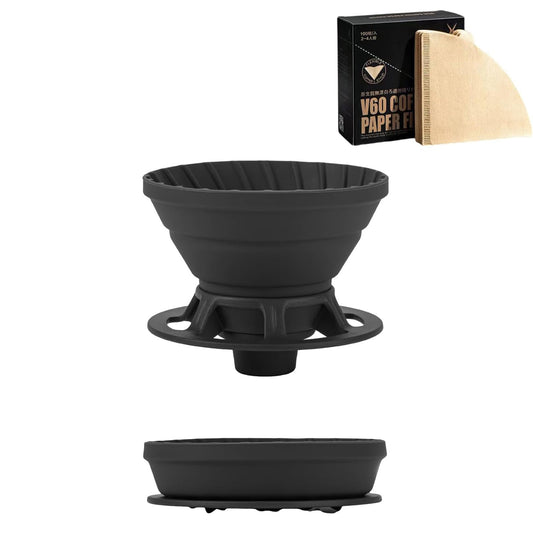 Vandroop Silicone Collapsible Coffee Dripper(with 100 V60 Filter Paper)