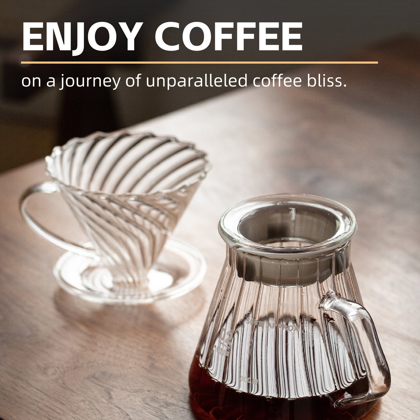 Vandroop V60 Glass Coffee Dripper, Size 02(with 100 Filter Papers)