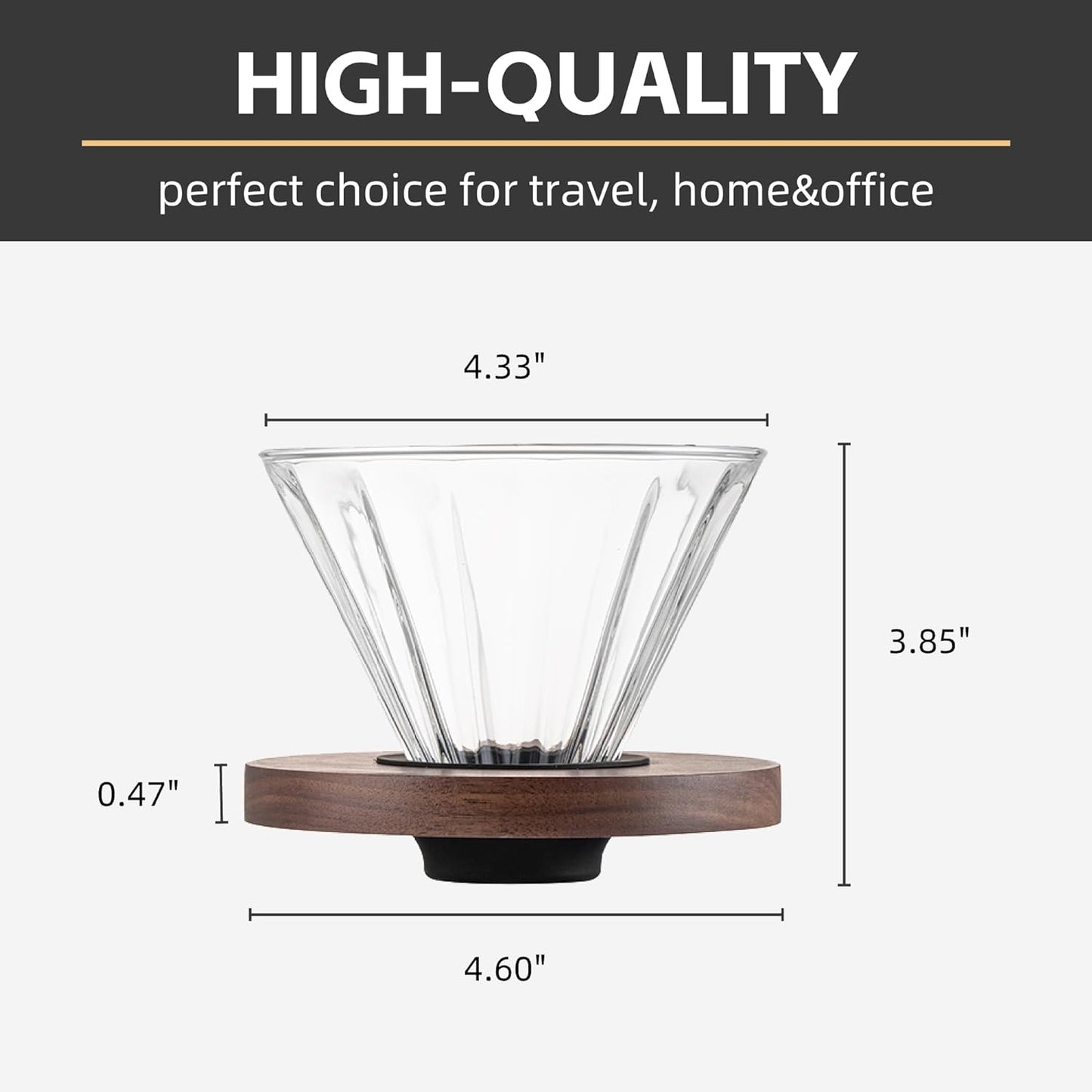 Vandroop Glass Coffee Dripper With Walnut Pedestal