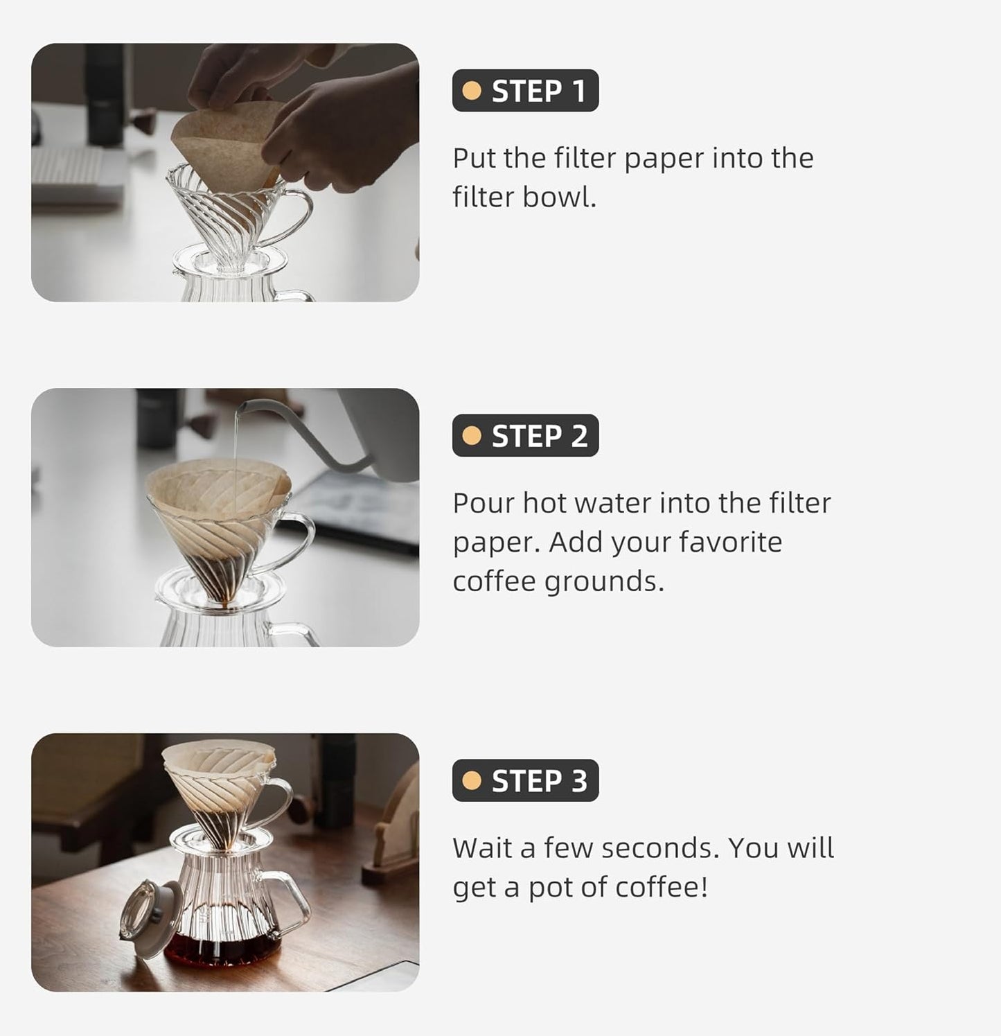 Vandroop V60 Glass Coffee Dripper With Handle,Size 02