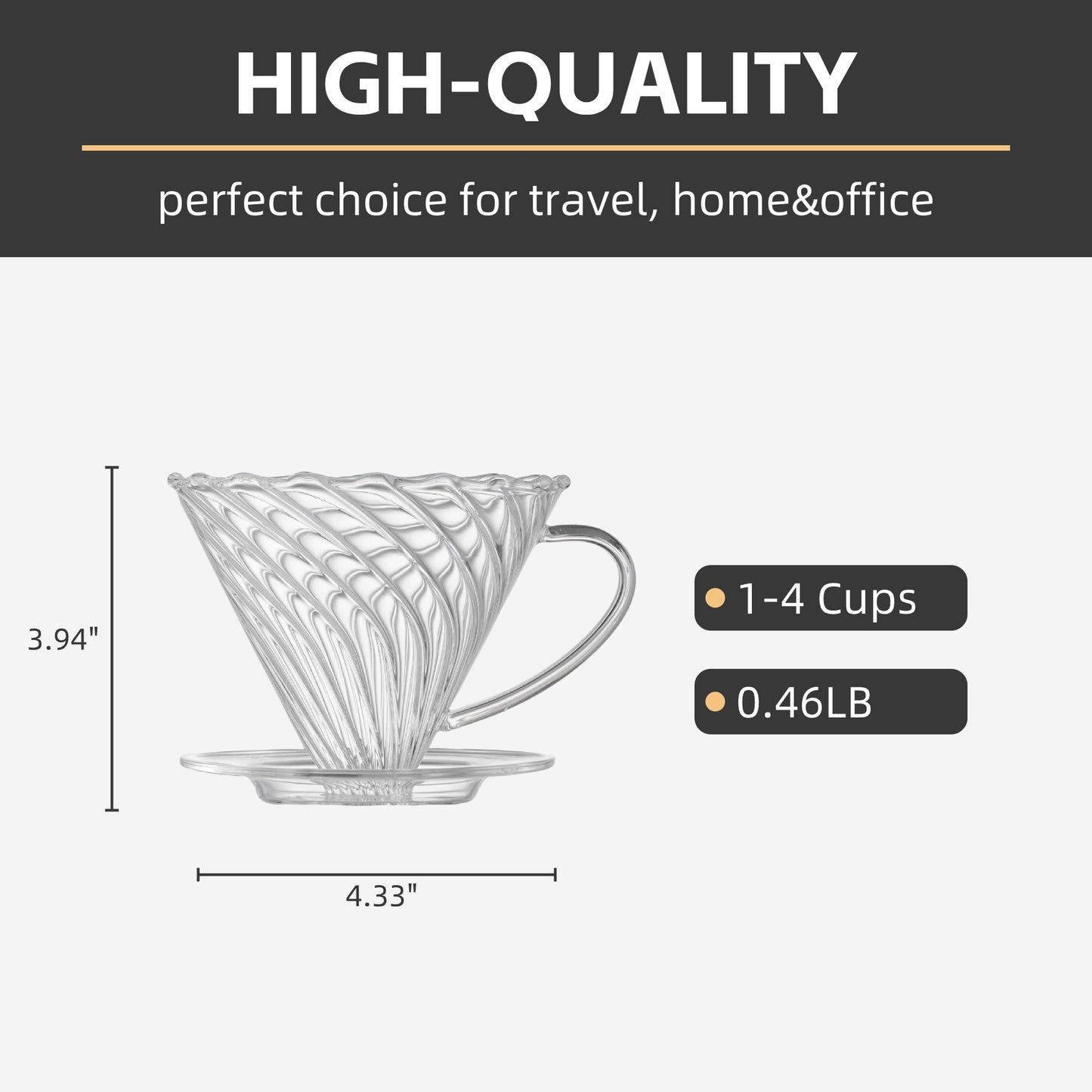 Vandroop V60 Glass Coffee Dripper, Size 02(with 100 Filter Papers)