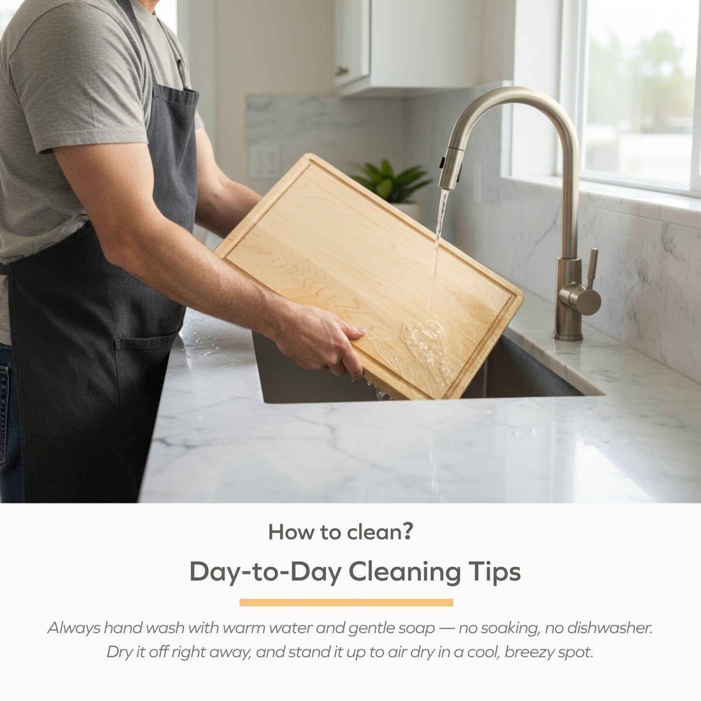 Hard Maple Cutting Board for Kitchen 1.0” Thick with Invisible Inner Handle and Juice Groove