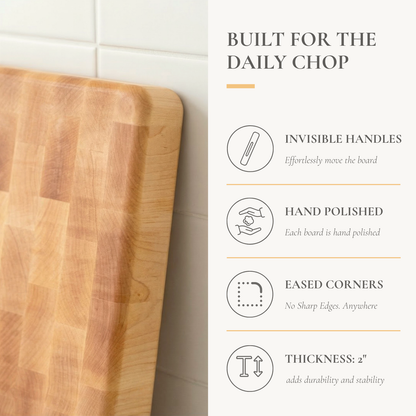 Hard Maple End Grain Cutting Board 2” Thick