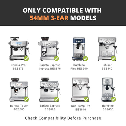 54mm Bottomless Portafilter with 3 Ear, Barista Espresso Portafilter with Stainless Steel Basket and Rosewood Handle, Compatible with Breville 54mm Espresso Machines