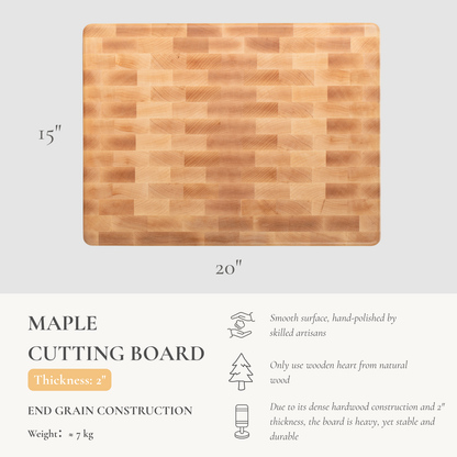 Hard Maple End Grain Cutting Board 2” Thick