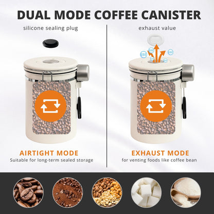 Vandroop 22oz Coffee Canister with Date Tracker & Measuring Scoop(Cream White)