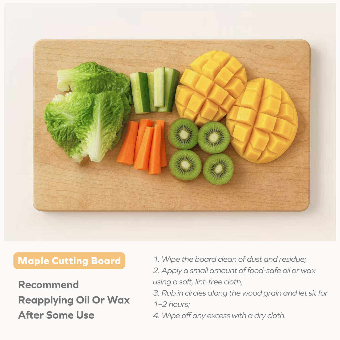 Hard Maple Cutting Board for Kitchen 1.0” Thick with Invisible Inner Handle