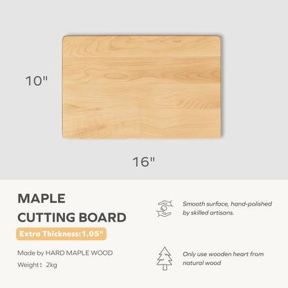 Hard Maple Cutting Board for Kitchen 1.0” Thick with Invisible Inner Handle