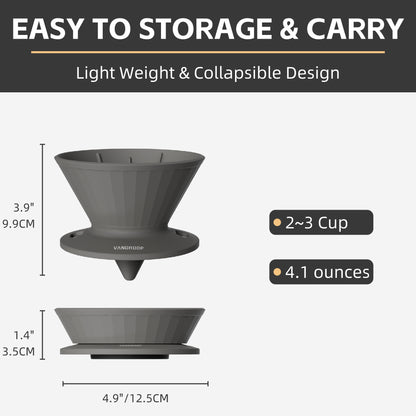 Vandroop Collapsible Pour Over Coffee Dripper(Grey, 2-3 Cup)