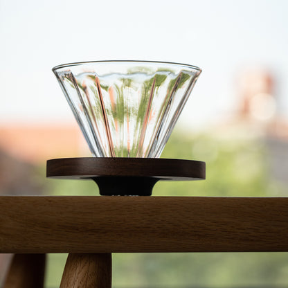 Vandroop Glass Coffee Dripper With Walnut Pedestal