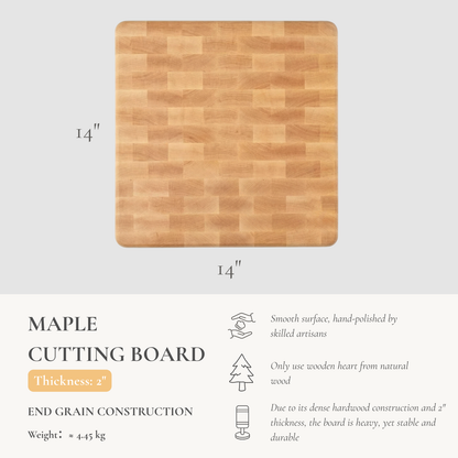 Hard Maple End Grain Cutting Board 2” Thick